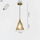 Amber glass copper pendant lights for dining room four piece set