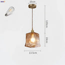 Amber glass copper pendant lights for dining room four piece set