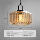 Amber & green ribbed glass led pendant chandelier kitchen light fixture