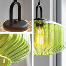Amber & green ribbed glass led pendant chandelier kitchen light fixture