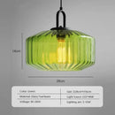 Amber & green ribbed glass led pendant chandelier kitchen light fixture