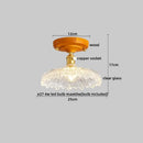 Amber leaf brass glass ceiling lamp bedroom light fixture