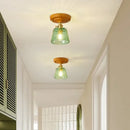 Amber leaf brass glass ceiling lamp bedroom light fixture