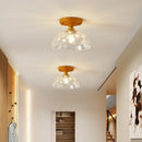 Amber leaf brass glass ceiling lamp bedroom light fixture