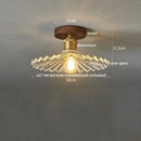 Amber leaf brass glass ceiling lamp bedroom light fixture
