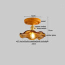 Amber leaf brass glass ceiling lamp bedroom light fixture
