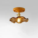 Amber leaf brass glass ceiling lamp bedroom light fixture