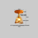 Amber leaf brass glass ceiling lamp bedroom light fixture