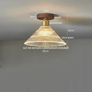 Amber leaf brass glass ceiling lamp bedroom light fixture