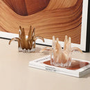 Amber & pale green glass petal candle holder living room decor