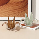 Amber & pale green glass petal candle holder living room decor