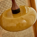 Amber wood glass pendant light for kitchen with twisted copper cord