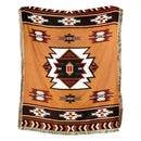 American country plaid tan & blue blanket sofa cover living room