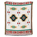 American country plaid tan & blue blanket sofa cover living room