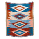 American country plaid tan & blue blanket sofa cover living room