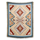 American country plaid tan & blue blanket sofa cover living room