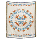 American country plaid tan & blue blanket sofa cover living room