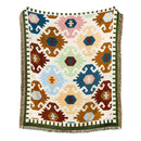 American country plaid tan & blue blanket sofa cover living room