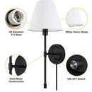 American fabric wall lamp black iron sconce for bedroom