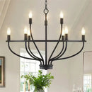 American farmhouse black iron art retro chandelier dining room light