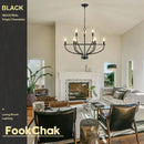 American farmhouse black iron art retro chandelier dining room light