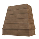 American Walnut Wood Range Hood With Tapered Shiplap Front and Block Trim - 30", 36", 42", 48", 54" and 60" Widths Available