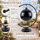 Crescent Moon Black Painted Metal Ornament Display Stand 8.8 Inches
