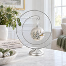 Art Deco Swirl Silver Metal Ornament Display Stand 10 Inches
