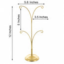 4-Arm Tree Branch Gold Metal Ornament Display Stand 12 Inches (Poland)