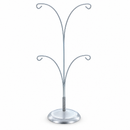 4-Arm Tree Branch Silver Metal Ornament Display Stand 12 Inches