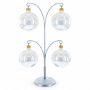 4-Arm Tree Branch Silver Metal Ornament Display Stand 12 Inches