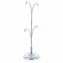 4-Arm Tree Branch Silver Metal Ornament Display Stand 12 Inches