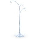 3-Arm Botanical Style Silver Metal Ornament Display Stand 12 Inches (Poland)