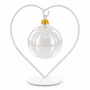 Heart-Shaped Twisted White Painted Metal Ornament Display Stand 6.2 Inches