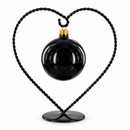 Heart-Shaped Twisted Black Painted Metal Ornament Display Stand 6.2 Inches