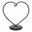 Heart-Shaped Twisted Black Painted Metal Ornament Display Stand 6.2 Inches
