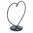 Heart-Shaped Twisted Black Painted Metal Ornament Display Stand 6.2 Inches