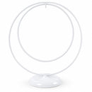 Contemporary Double Circle White Painted Metal Ornament Display Stand 8.2 Inches