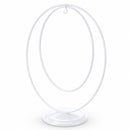 Contemporary Double Circle White Painted Metal Ornament Display Stand 8.2 Inches