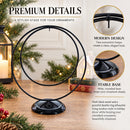 Contemporary Double Circle Black Painted Metal Ornament Display Stand 8.2 Inches