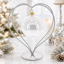 Double Wire Heart Twisted Silver Metal Ornament Display Stand 7.8 Inches