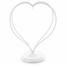 Double Wire Heart Twisted White Paint Metal Ornament Display Stand 7.8 Inches