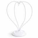 Double Wire Heart Twisted White Paint Metal Ornament Display Stand 7.8 Inches
