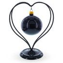 Double Wire Heart Twisted Black Paint Metal Ornament Display Stand 7.8 Inches (Poland)