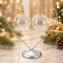 Open-Top Heart Twisted Silver Metal Ornament Display Stand 9 Inches