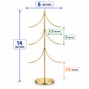 6-Arm Tiered Tree Gold Metal Ornament Display Stand 14 Inches