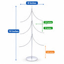 6-Arm Tiered Tree Silver Metal Ornament Display Stand 14 Inches