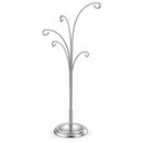 5-Arm Scroll Tree Branches Silver Metal Ornament Display Stand 14.5 Inches