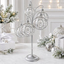 5-Arm Scroll Tree Branches Silver Metal Ornament Display Stand 14.5 Inches