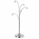 5-Arm Scroll Tree Branches Silver Metal Ornament Display Stand 14.5 Inches